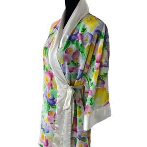 Vintage Victoria's Secret Gold Label Watercolor Floral Sheer Kimono Robe - Women